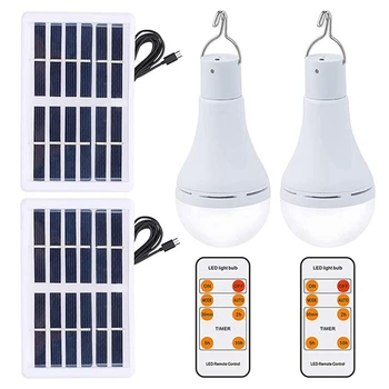1Set LED Saules Gaismas Spuldzes atkārtoti Uzlādējamu Enerģijas Spuldzes Lampas +Tālvadības pults, Iekštelpu un Āra