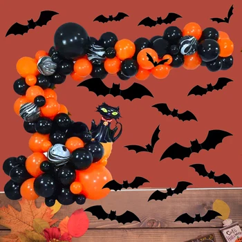 3D Bat Sienas Uzlīmes 12/48/72Pcs Halloween Dekorēšanai Bat Uzlīme Mājas Halloween Puse Dekori