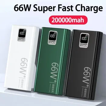 66W 200000Ah Ciparu Displejs PowerBank Super Ātra Uzlāde Portable Power bank Ārējo Akumulatoru, iPhone, Huawei Xiaomi Samsung