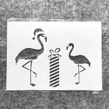 A4 29cm Ziemassvētku Flamingo Dāvanu Kastē DIY Layering Trafareti, Sienu Krāsošana Albums Krāsošana ar Spiešanu Albumu Dekoratīvās Veidne