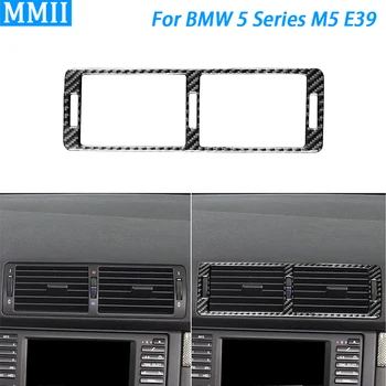 BMW 5 Sērijas M5 E39 1998-2003 Oglekļa Šķiedras Centrālā Gaisa Kondicionēšanas Kontaktligzdu Panelis Melns Vāciņš Auto Interjera Dekorēšana Uzlīme