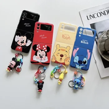 Disney Cartoon Mickey Minnie Mouse Dūriens Vinnijs Pūks Tālrunis Case for Samsung Galaxy Z Flip 3 4 5 5G Grūti Aizmugurējo Vāciņu Būtiska