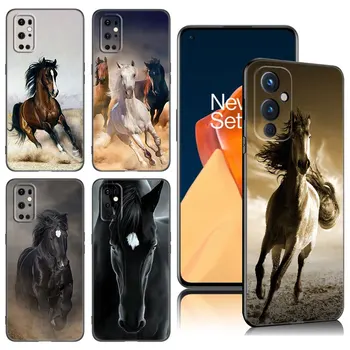 Dzīvnieku Zirgu Phone Gadījumā OnePlus 9 10 ACE 2V Pro 9RT 10T 10R 11R Nord CE 2 3 Lite N10 N20 N30 5G Melns Silikona Vāciņš