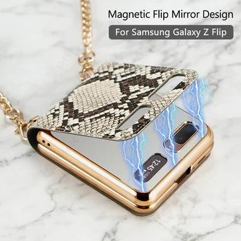 GKK Sākotnējā Case For Samsung Galaxy Z Flip Case PU Ādas Magnētisko Spogulis, Pārsegs Soma Stils Samsung Z Pārsegu Coque