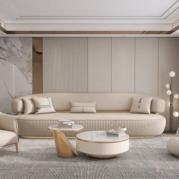 Itālijas gaismas luksusa ādas dīvāna, galvu slāni pātagot mūsdienu vienkārši augstas klases luksusa maza dzīvojamā istaba taisni rindu dīvāns