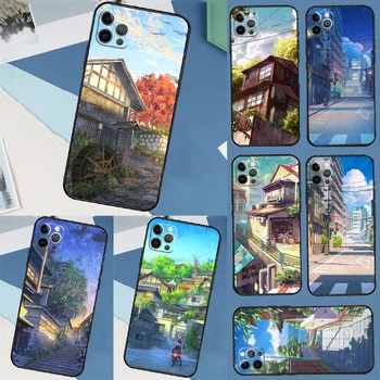 Japāņu Anime ar Roku Apgleznoti Māja Tālruni Lietā Par iPhone 15 14 13 12 11 Pro Max XR XS X 7 8 Plus SE 