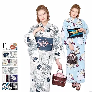 Japāņu Kimono Sieviešu Tradicionālo Augstas Kvalitātes Kokvilnas Tekstūra Yukata Ceļojošā Fotogrāfiju Kleita Cosplay Valkā