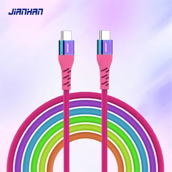 JianHan USB C USB C Kabeli PD 60W Ātrās Uzlādes Krāsainu Varavīksnes Pītā Tips C C Tipa Kabelis Samsung Xiaomi LG Google