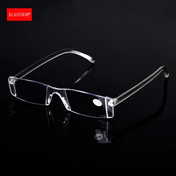 KLASSNUM Vīriešiem, Skaidrs, bez apmales Lasīšanas Brilles Pārredzamu Palielināmo Stiklu, Ultra-Light vecuma tālredzība Briļļu Dioptrijas +1.0 Līdz Plus 4.00
