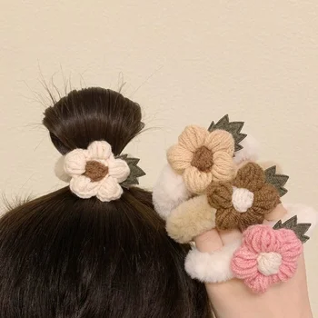 Korejas Modes Ziedu Gumiju Salds Plīša Elastīgs Hairbands Galvas Matu Virvi, Par Kazlēnu, Meitenes, Matu Aksesuāri, Hairwear Dāvanas