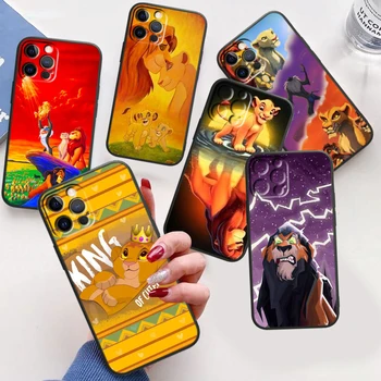 Lauva Karalis Disney iPhone 15 14 13 12 11 XS XR X 8 7 SE Ultra Pro Max Plus Mini Black Telefonu Gadījumā