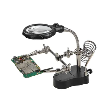 Lodāmurs Galda Turētājs ar Metināšanas Palielināmo Stiklu, Digitālo Iekārtu tehniskās Apkopes Instrumentu Galda ar LED Lampas