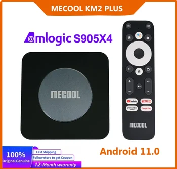 MECOOL KM2 Plus 4K LTV Kaste ar Amlogic S905X4 Android 11 TV Kastē Google Netflix Sertificēts 2GB 16GB Atbalsta 4K USB3.0 SPDIF BT5.0