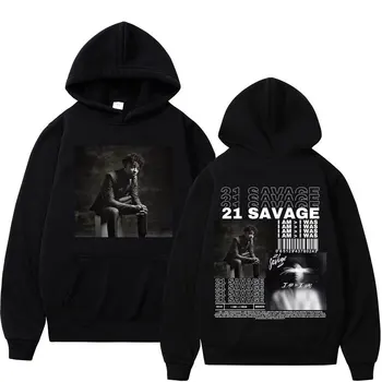 Reperis 21 Savage Mūzikas Albums Grafikas pelēkā vārna Rudens Ziemas Augstas Kvalitātes Vilnas Krekls Vīriešu un Sieviešu Modes Hip Hop Puloveri
