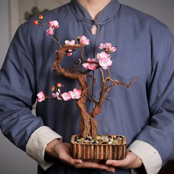Roku darbs izturēja koka rotājumi Ķīnas Zen simulācijas peach blossom mirušo koksni tējas pet rotājumi radošo dekoratīvās bāzes