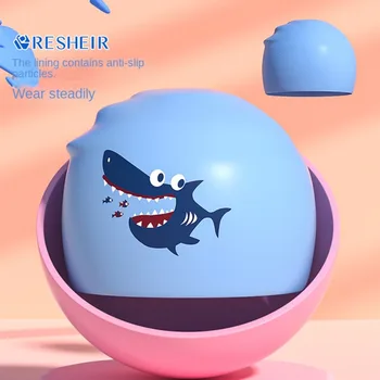 Silikona Peldēšana Klp Baseinu Iekārtas Haizivs Modeli Ūdensizturīgu Peldēšanas Cepures Elastīgs Antislip Niršanas Cepure Bērniem