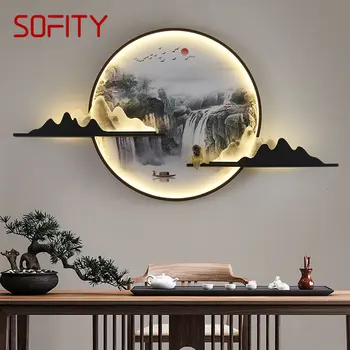 SOFITY Mūsdienu Sienas Attēlu Gaismas LED Ķīnas Radošo Apļveida Ainavu Sienas Sconce Lampas Mājās Dzīvo Guļamistaba Studiju