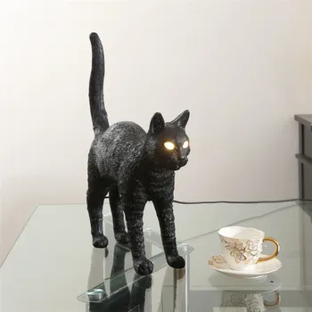 Sveķu dzīvnieku galda lampa Ziemeļvalstu kaķis lampas Guļamistabas Gultas lampa, Dzīvnieku Galda Lampa Led Gaismas Ķermeņi mākslas telpā dekoriem estētisko gaismas