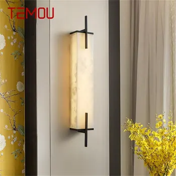 TEMOU Misiņa Iekštelpu Sconce Sienas lampas Modernās Guļamistabas Luksusa Marmora LED Lampas, Dizaina Balkons Mājas Koridors