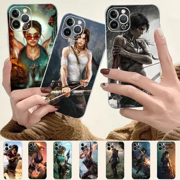 Tomb Raider Tālrunis Lietā Par iPhone 14 11 12 13 Mini Pro XS Maks Vāciņš 6 7 8 Plus X XR SE 2020. gadam Būtiska Shell