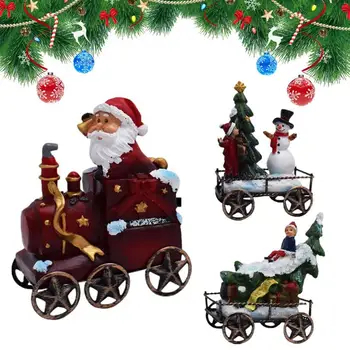 Vilcienu Statuja Dekoru Santa Claus Train Set Sveķu Ziemassvētku Rotājumu Gudrs Festivāls Statuja Bērnu & Pieaugušo Kolekcionējamus Vilcienu
