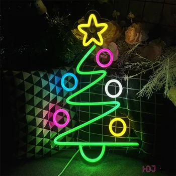 Ziemassvētku Eglīte Neona Zīme Priecīgus Ziemassvētku Dāvanu Custom Anime Spēle LED Gaismu Sienas Dekori Mājas Istabā, Guļamistabā Kluba Apdare