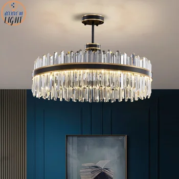 Ziemeļvalstu Luksusa Kristāla LED Lustras, lai Dzīvojamā Istaba Mūsdienu Virtuves Griestiem Lustra Black Iekštelpu Apgaismojums Dekori Lustras